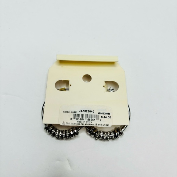 FOSSIL Rondel Nuget Silver Charm Hoops - Picture 5 of 6